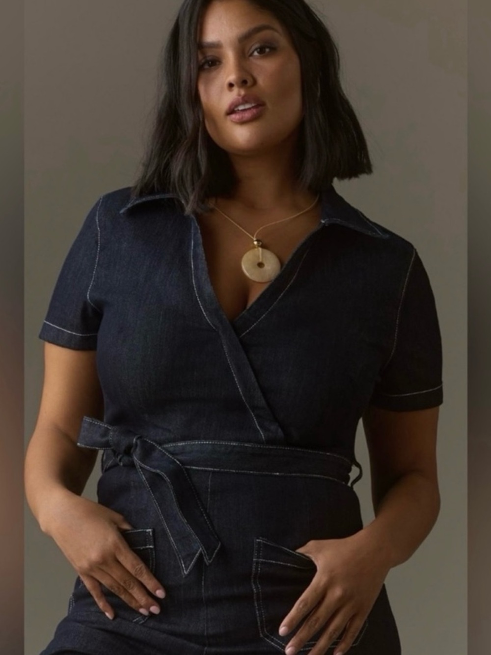 NWT Anthropologie x Maeve-Colette Black Denim Wrap Jumpsuit.Size 24W